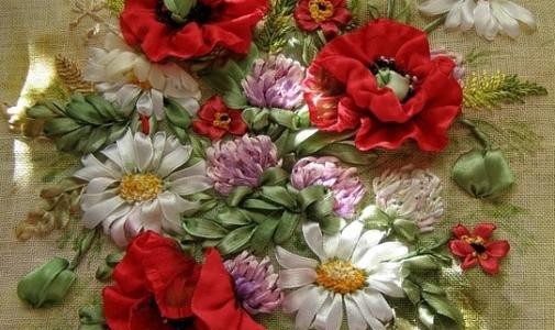 Вышивка лентами Ландыши мастер класс - Поделки Ручками Вышивка лентами Ландыши мастер класс - Поделки Ручками