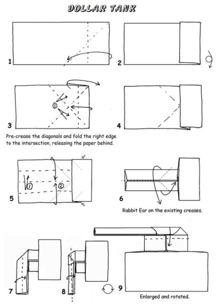 Бумажный Танк Оригами из листа бумаги А4. Подробный видео урок.★★☆☆☆