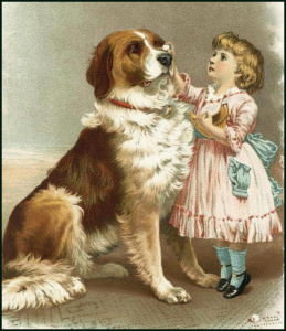 Вышитая картина крестом девочки с собакой