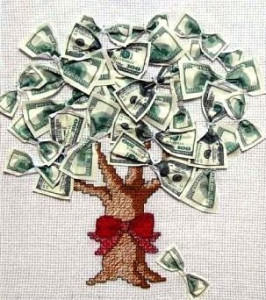Вышитое денежное дерево символ богатства