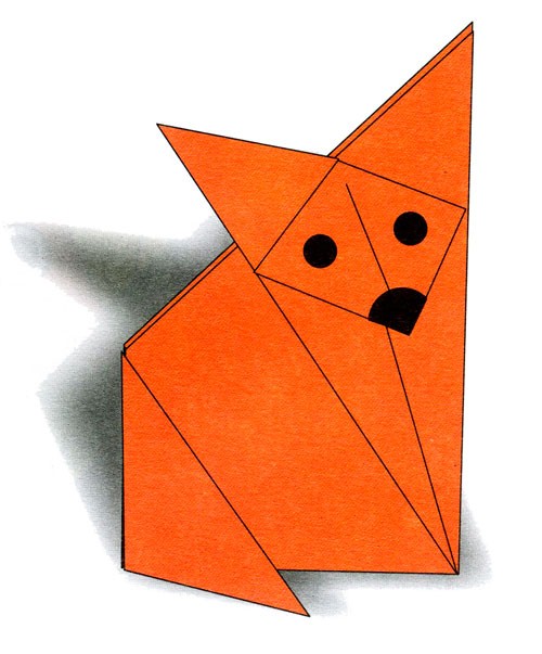 Простое оригами лисы для детей
