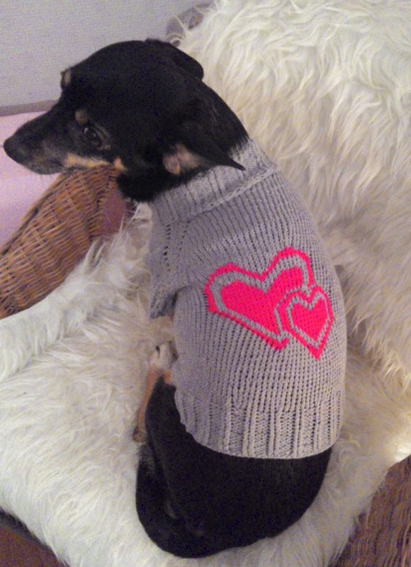 Вязаный свитер для собаки с узором