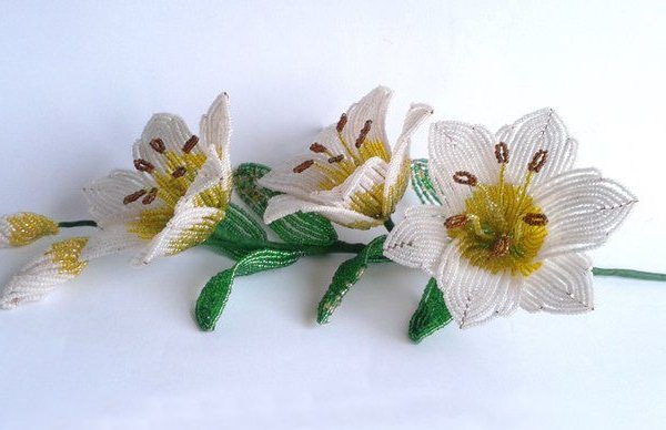 Мастер-класс плетения белой лилии из бисера