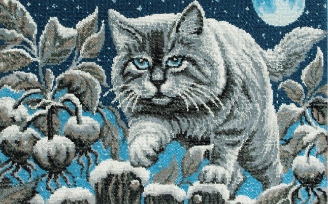 Бисерное полотно с лунным котом