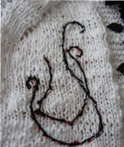 Вышивка по вязанному полотну